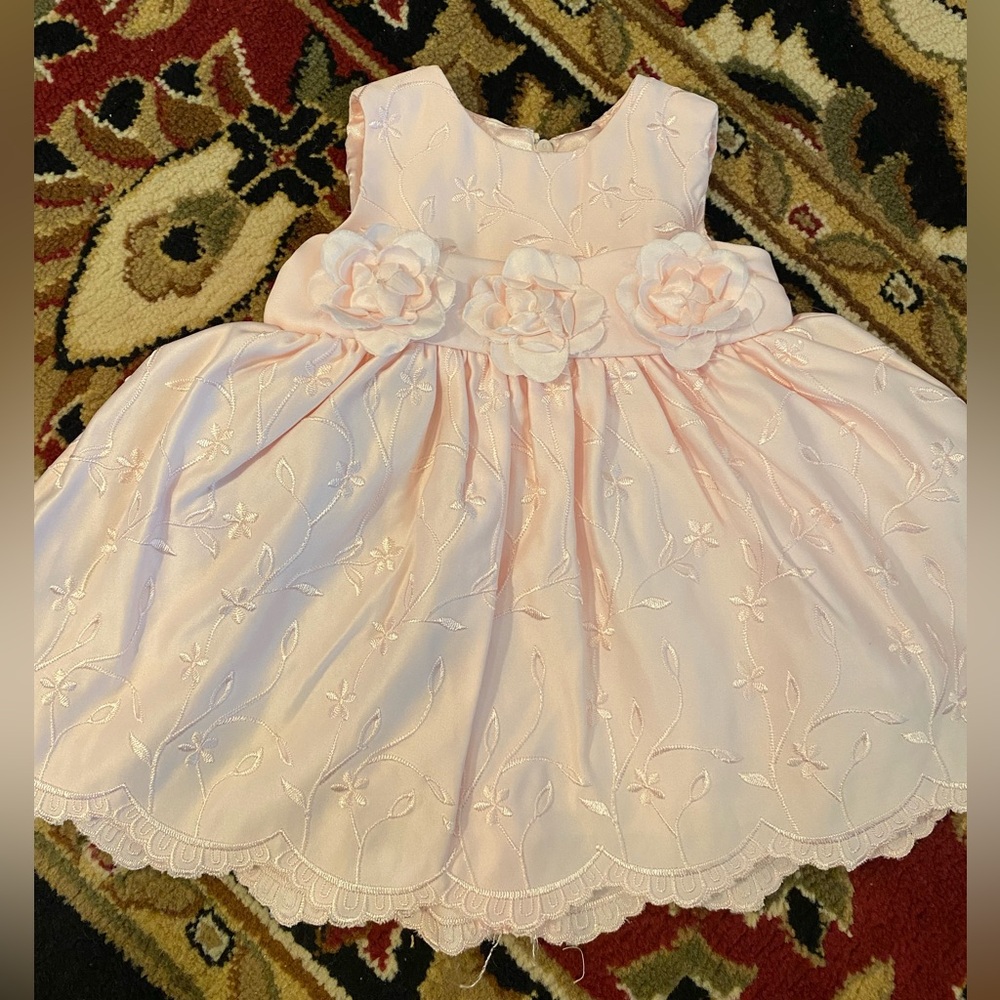 6m Elegant Pink Floral Kids Dress